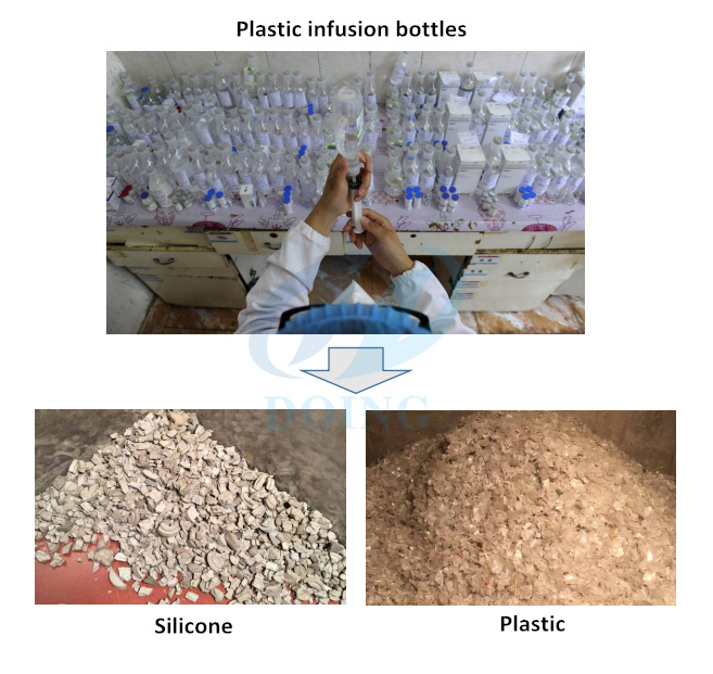 Plastic infusion bottle recycling machine