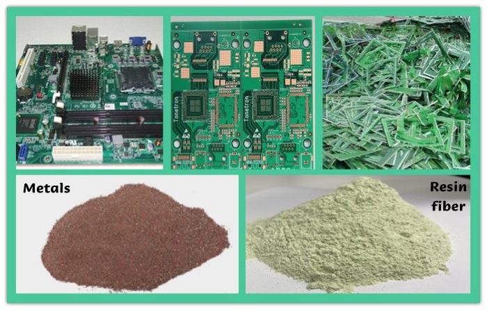 waste pcb boards and metals & resin fiber